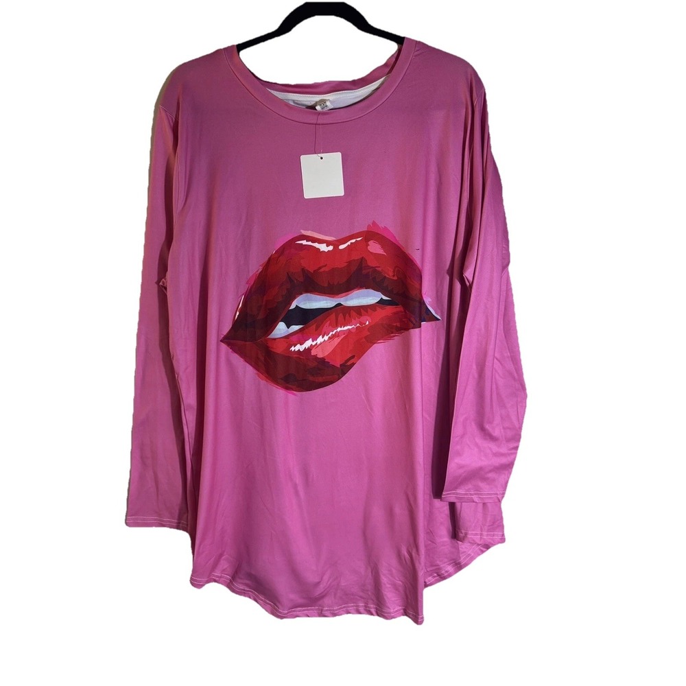 NWT Pixie Lady Casual Women's Long Sleeve Crew Neck Blouse Size 2X‎ Pink
